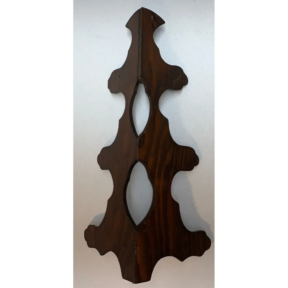 Antique Hand Cut Ornate Three Tiered Wood Corner Shelf Nick Nack